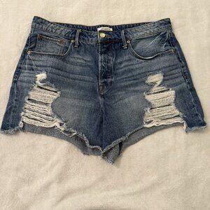 Good American Blue Distressed Jean Shorts